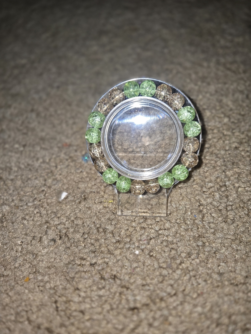 Handcrafted Beaded Bracelet • Green & Gold Sparkle Beads • Giftable 299 - Picture 3 of 5